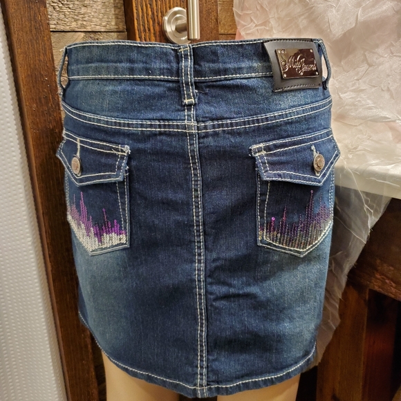 Miss Jeans Denim Mini Skirt 26 Waist Blue Jean - Picture 2 of 8